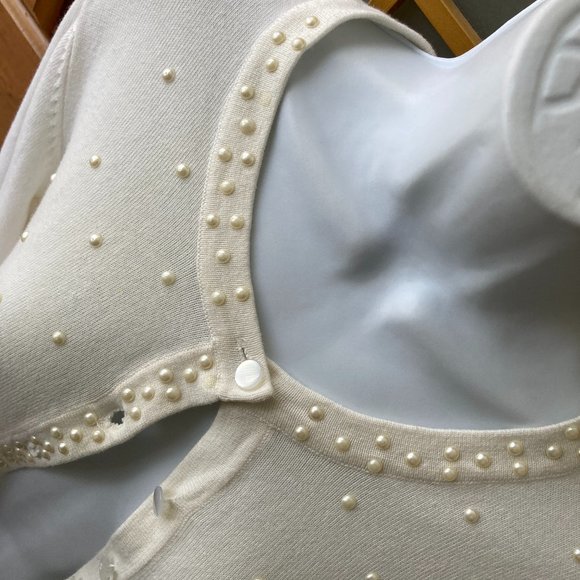 BFA Classics Vintage Ivory Cardigan With Pearl Detail  Petite Large - Picture 3 of 15